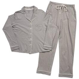 Womens Poppy & Clay Long Sleeve Dot Notch Collar Pajama Set