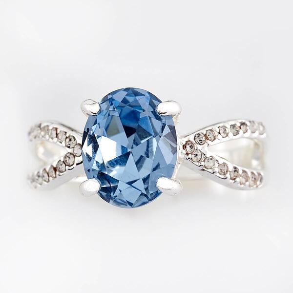 Ashley Cooper&#40;tm&#41; Crystal Oval Blue Stone Pave Ring - image 