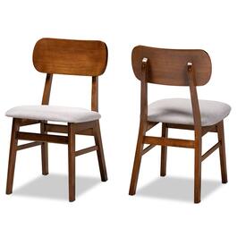 Baxton Studio Euclid Walnut Brown Wood 2pc. Dining Chair Set