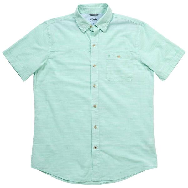 Mens IZOD&#40;R&#41; Chambray Short Sleeve Button Down Shirt - image 