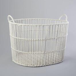 Large Oval Open Twisted Chunky Rope Cream Basket