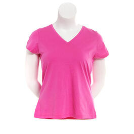 Womens HUE&#40;R&#41; Solid V-Neck Pajama Tee - Pink