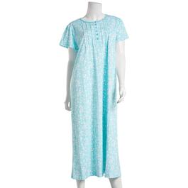 Womens White Orchid Short Sleeve Soft Floral Pin Tuck Nightgown