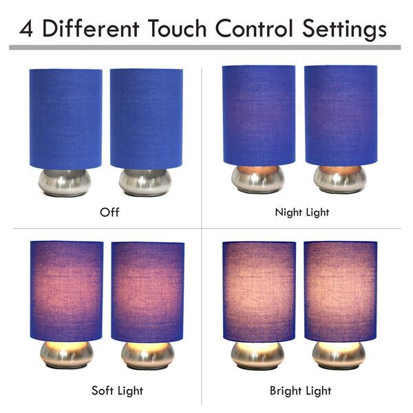 Simple Designs Gemini Mini Touch Lamp w/Fabric Shades-Set of 2