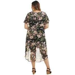 Juniors Plus Liberty Love Floral Kimono Dress Set - Black/Mauve