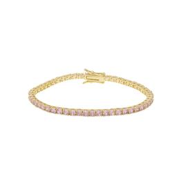 Gold Plated Pink Shiny Cubic Zirconia Tennis Bracelet