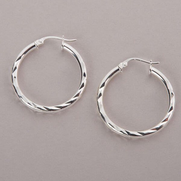 Sterling Silver 25mm Hoop Earrings - image 
