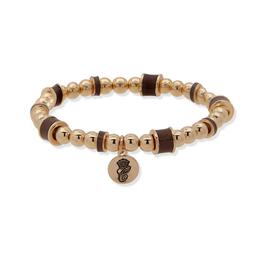 Chaps Gold-Tone & Brown Bead Stretch Bracelet