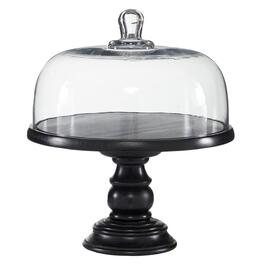 9th &amp; Pike(R) Wooden Cake Stand with Dome Glass Cloche