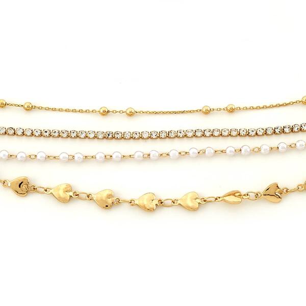 Ashley Gold-Tone 4 Row Choker Necklace Set - image 