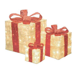 Northlight Seasonal Set of 3 Lighted Gift Boxes with Red Bows