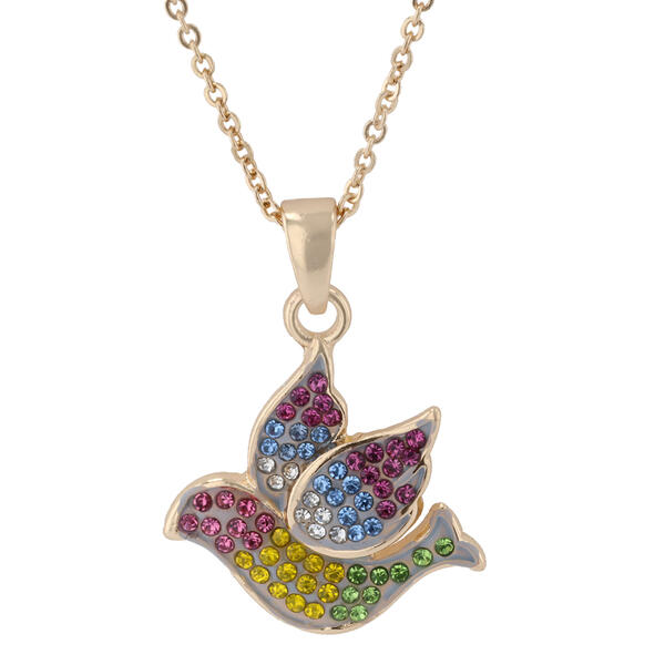 Crystal Kingdom Gold-Tone & Multicolor Crystal Dove Necklace - image 