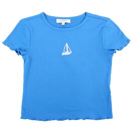 Girls &#40;7-16&#41; No Comment Short Sleeve Sailboat Embroidered Tee