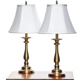 Fangio Lighting Stick Table Lamp Pair with White Shade