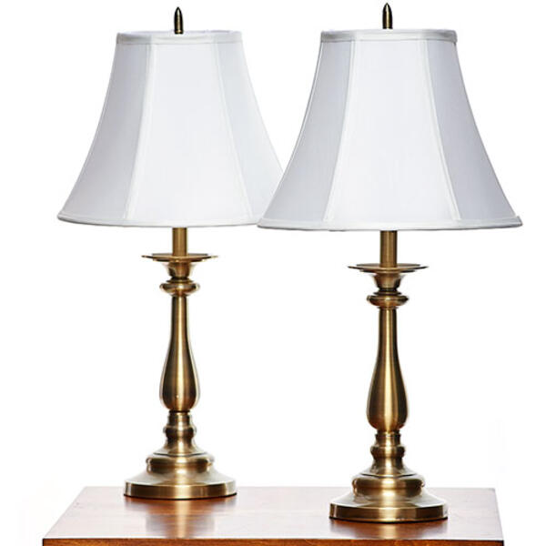 Fangio Lighting Stick Table Lamp Pair with White Shade - image 