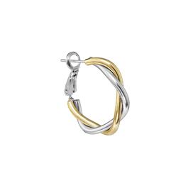 Athra Fine Silver Plated Two-Tone Braided Hoop Earrings