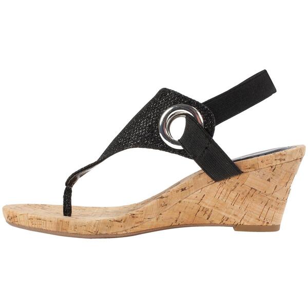 Womens White Mountain Aida Glitter Wedge Thong Sandals