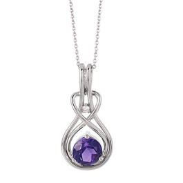 Gemstone Classics&#40;tm&#41; Amethyst & Diamond Pendant Necklace