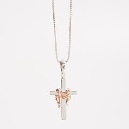 Sterling Silver Draped Cross Pendant Necklace