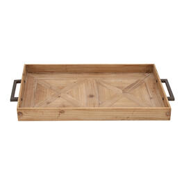 9th & Pike&#40;R&#41; Extra-Large Wooden Tray with Metal Handles