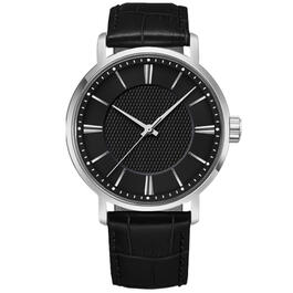 Mens Silver-Tone Black Dial Watch - 50470S-07-G02