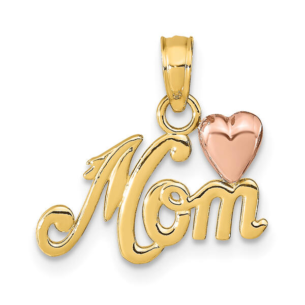 Gold Classics&#40;tm&#41; 14kt. Two-Tone MOM with Heart Pendant - image 