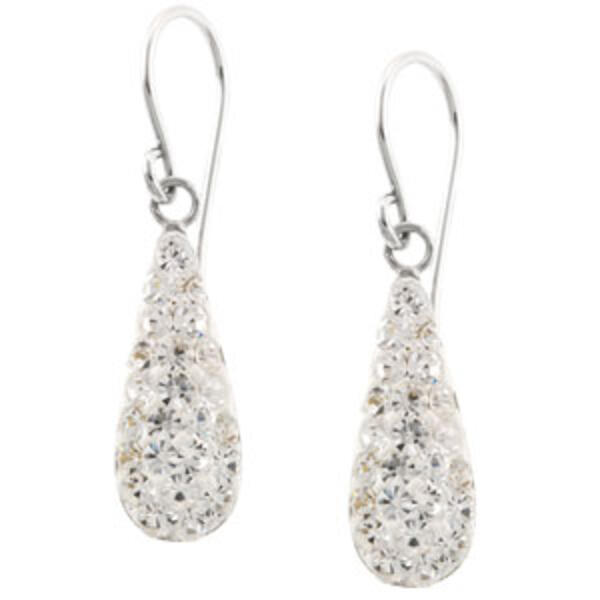 Pave Crystal & Sterling Silver Teardrop Earrings - image 