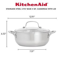 KitchenAid&#174; Stainless Steel 3-Ply Base 4qt. Casserole