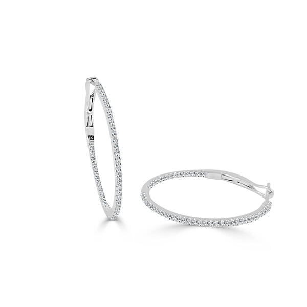 Diamond Classics&#40;tm&#41; 14kt. White Gold Inside Out Hoop Earrings - image 