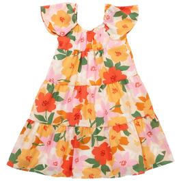 Girls &#40;7-16&#41; Bonnie Jean Tiered Flutter Sleeve Floral Dress