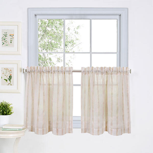 Linen Stripe Kitchen Curtains - image 