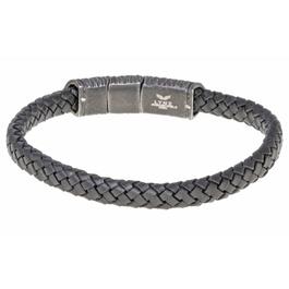 Mens Lynx Black Braided Leather Bracelet
