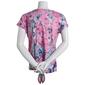 Womens OneWorld Cap Sleeve Floral Tie Front Tee - image 2