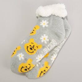 Womens Disney Winnie-the-Pooh Velour Cozy Short Slipper Socks