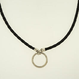 Wearable Art Black Braid with Silver Ring Necklace