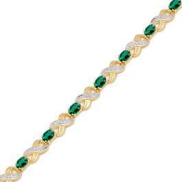 Gianni Argento Gold Plated & Lab Created Emerald XO Bracelet