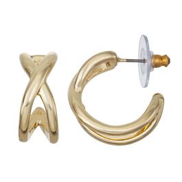 Napier Gold-Tone C Hoop Pierced Post Earrings
