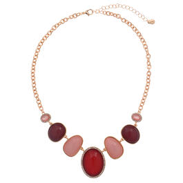 Ashley Cooper&#40;tm&#41; Gold Necklace w/ Large Tonal Pink Cabs