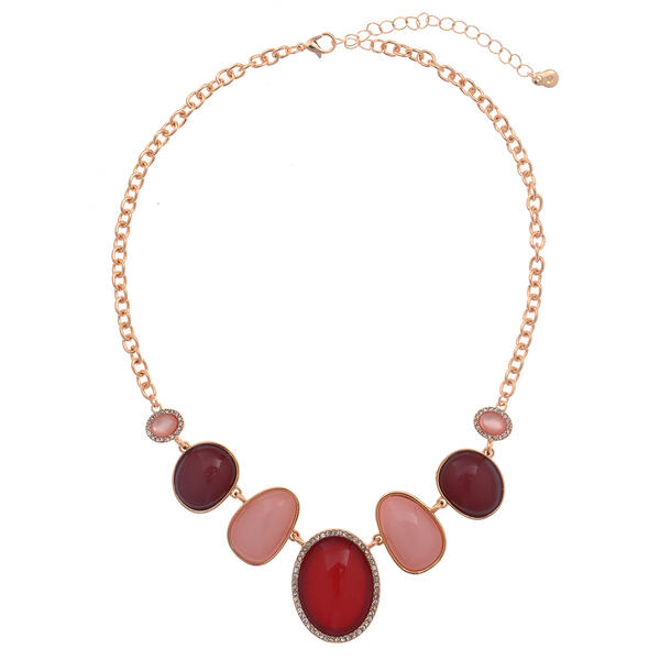 Ashley Cooper&#40;tm&#41; Gold Necklace w/ Large Tonal Pink Cabs - image 