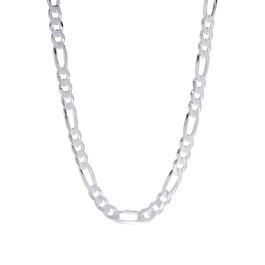 30in. Sterling Silver Flat Figaro Chain Necklace