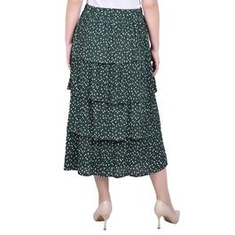 Petite NY Collection Tiered Pleated Dot Dobby Skirt