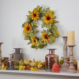 Northlight Seasonal Sunflower and Pine Cone Fall Wreath