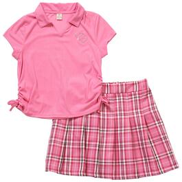 Girls &#40;7-16&#41; Sweet Butterfly&#40;R&#41; Collared Knit Top & Woven Skirt