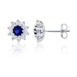 Gemstone Classics&#40;tm&#41; Sapphire Flower Stud Earrings