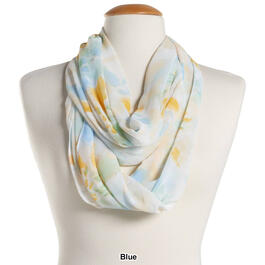 Womens Renshun Muted Watercolor Floral Pearl Silk Infinity Scarf