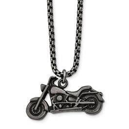 Mens Gentlemen's Classics&#40;tm&#41; Steel Antiqued Motorcycle Necklace