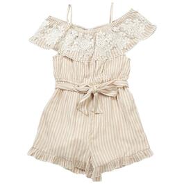 Girls &#40;7-16&#41; Rare Editions Striped Woven Embellished Romper