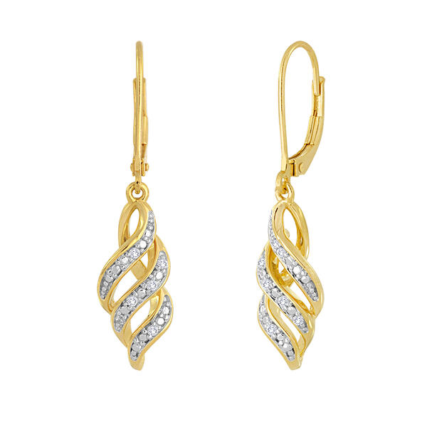 Loveblooms&#40;tm&#41; Gold Sterling Silver 1/10ctw. Swirl Earrings - image 