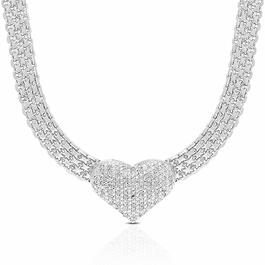Gianni Argento Silver 1/10ctw. Diamond Heart Pendant Necklace