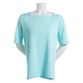 Plus Size Hasting & Smith Short Sleeve Button Square Neck Tee